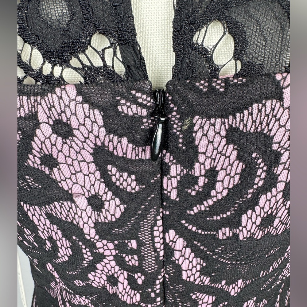 NWT Kay Unger Cocktail Dress Fit & Flare Sleeveless Pink Black Lace Size 6 Party - Picture 8 of 12